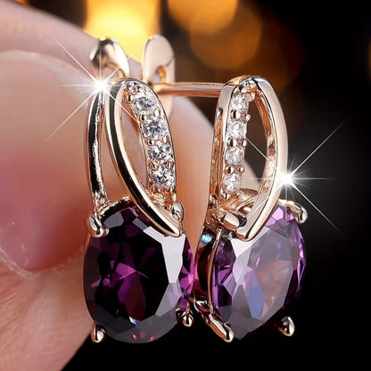 Golden Amethyst Hoop Earrings Jula Jewelry