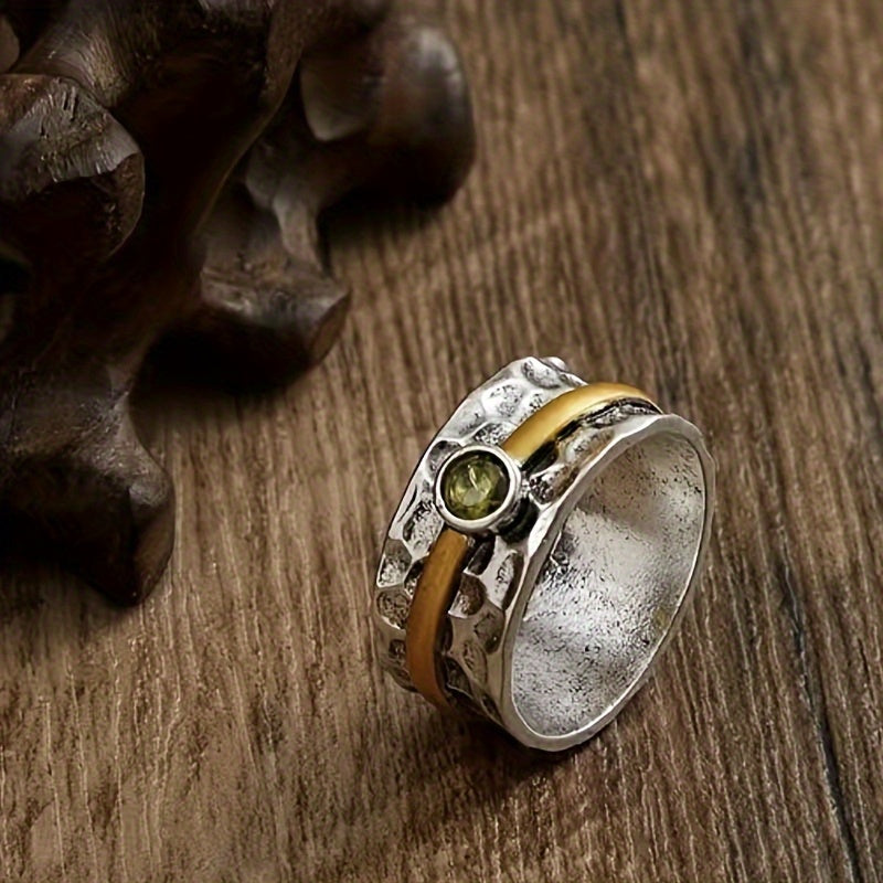 Silver and Gold Rustic Band Ring Jula Jewelry
