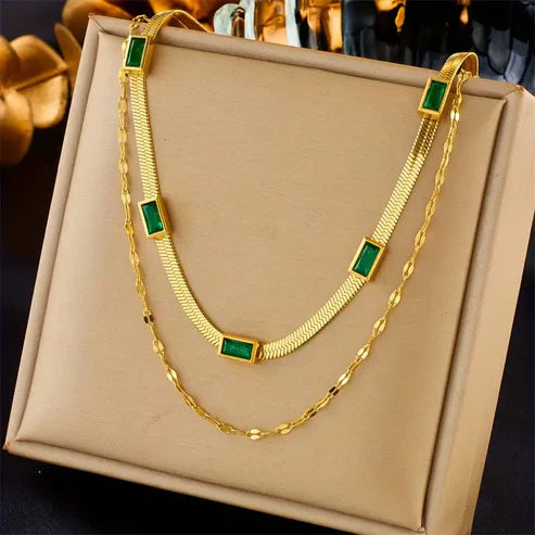 Sorella Gem Double-Layer Vintage Necklace Jula Jewelry