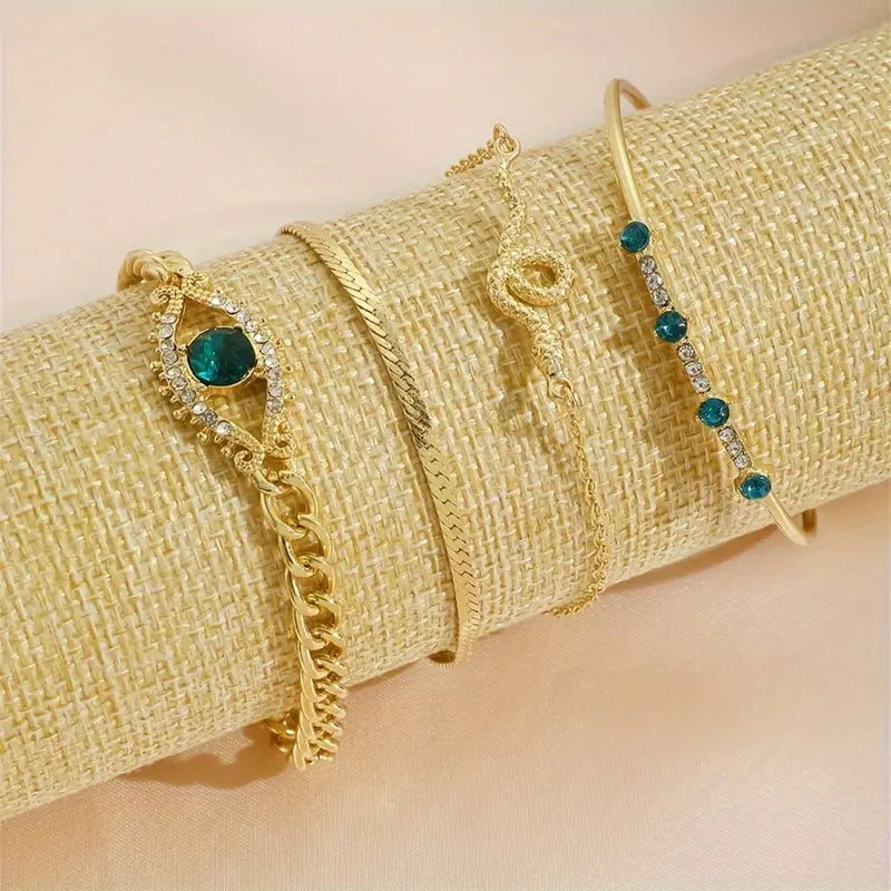 Golden Emerald Charm Bracelet Collection Jula Jewelry