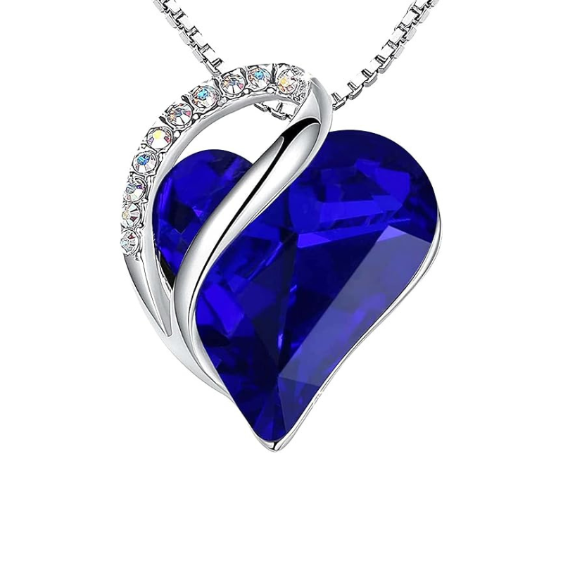 Silver Sapphire Heart Pendant Necklace Jula Jewelry
