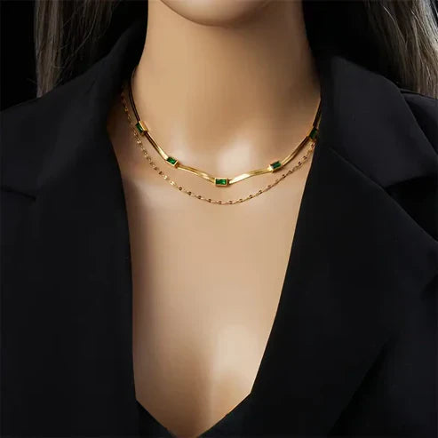 Sorella Gem Double-Layer Vintage Necklace Jula Jewelry