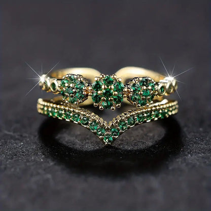 Emerald Gold Cluster Ring Jula Jewelry