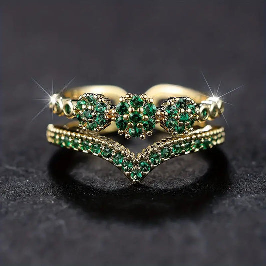Emerald Gold Cluster Ring Jula Jewelry