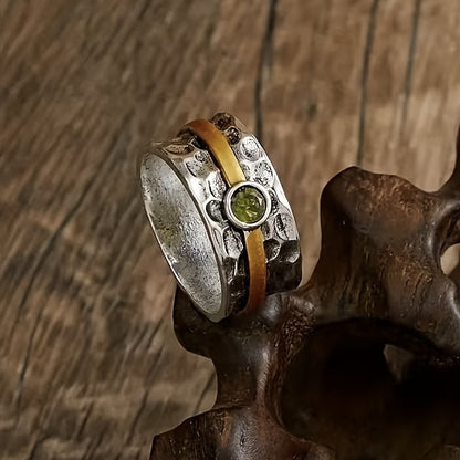 Silver and Gold Rustic Band Ring Jula Jewelry