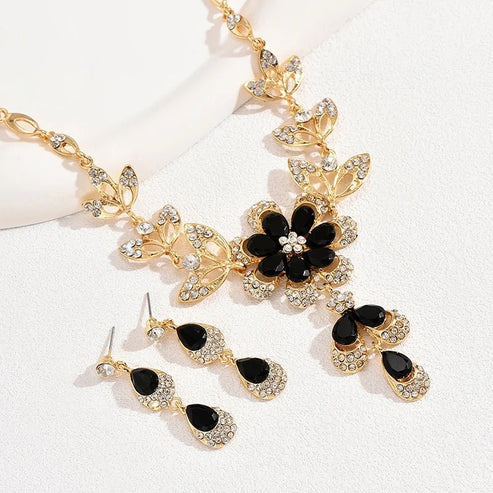 Floral Gem Necklace and Earring Set Jula Jewelry