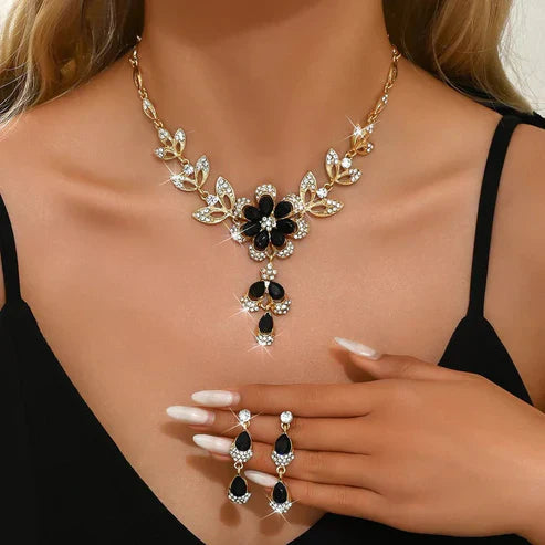 Floral Gem Necklace and Earring Set Jula Jewelry
