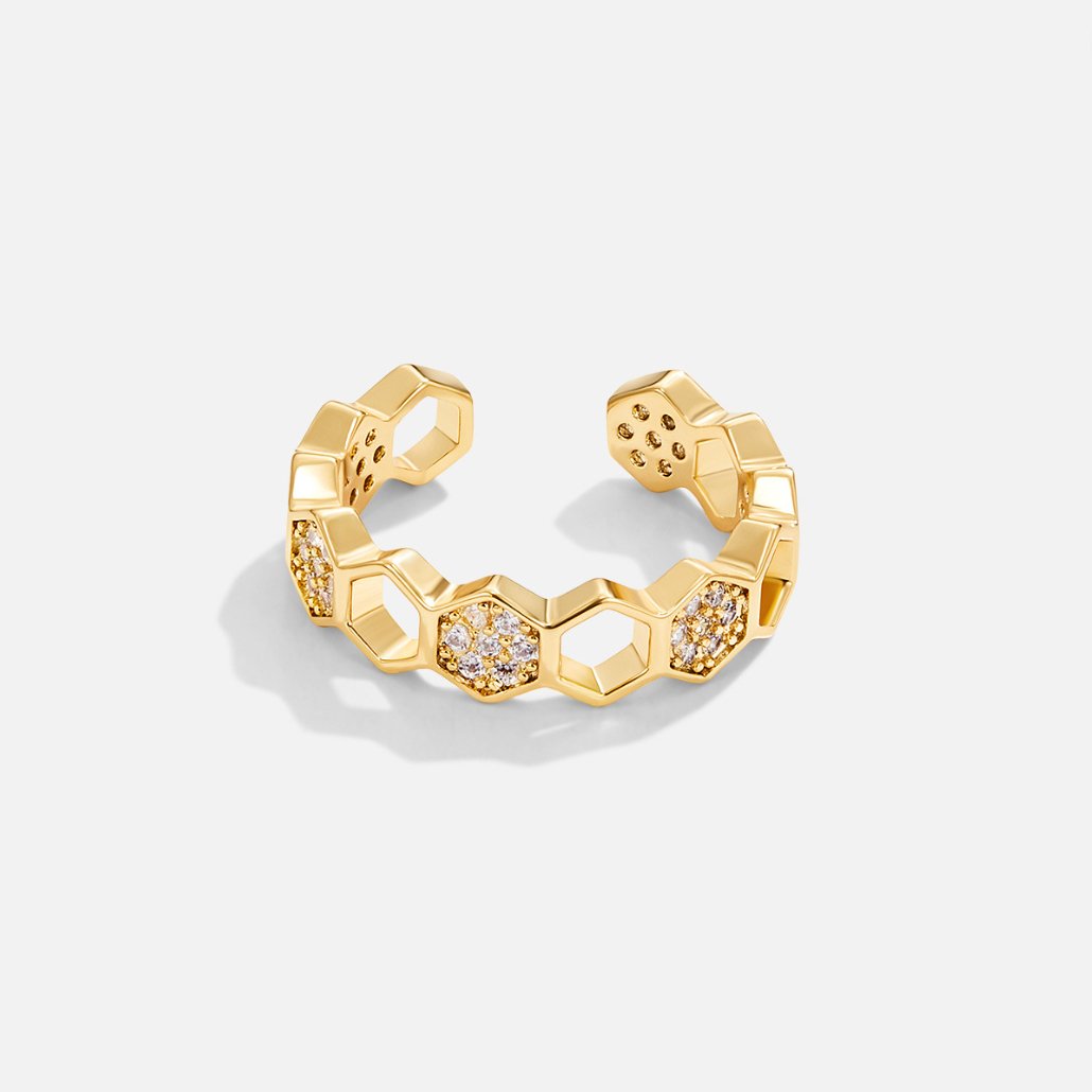 Golden Geometric Adjustable Ring Jula Jewelry