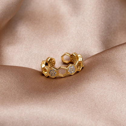 Golden Geometric Adjustable Ring Jula Jewelry