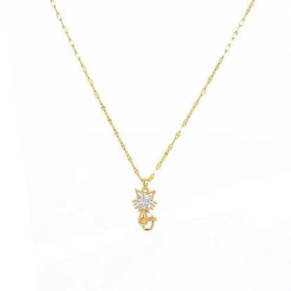 Gold-plated cat necklace with zirconia Jula Jewelry