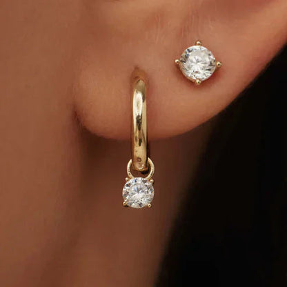 Moon Tears Stone Hoop Earrings Jula Jewelry