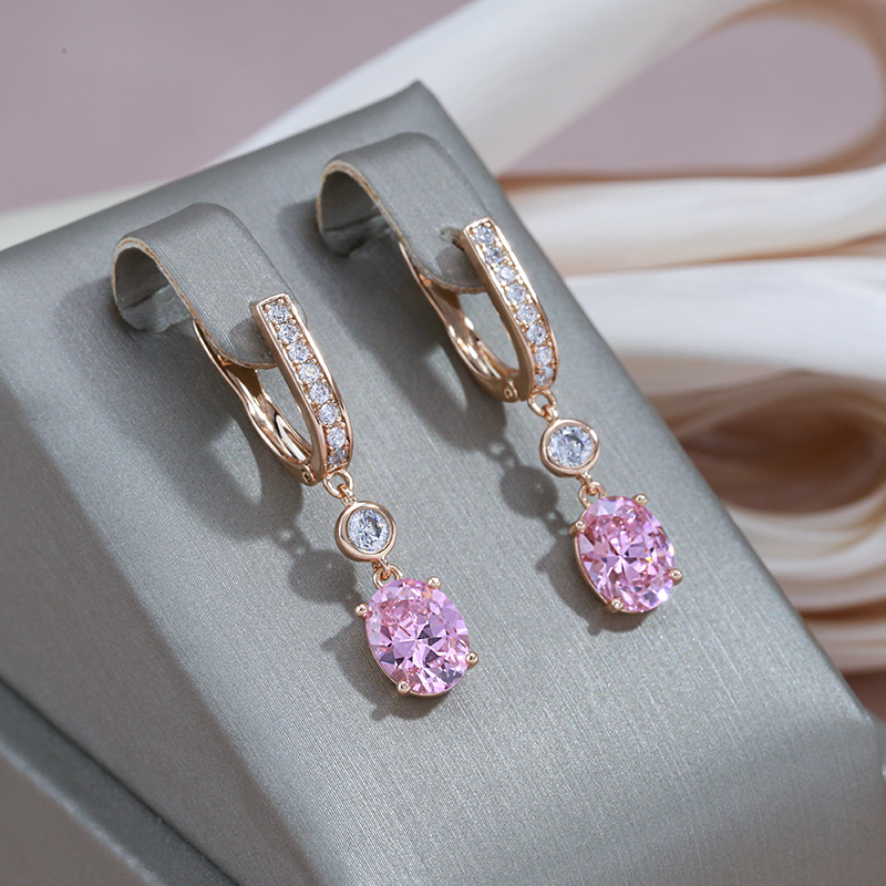 Rose Crystal Pendant Earrings in Golden Jula Jewelry