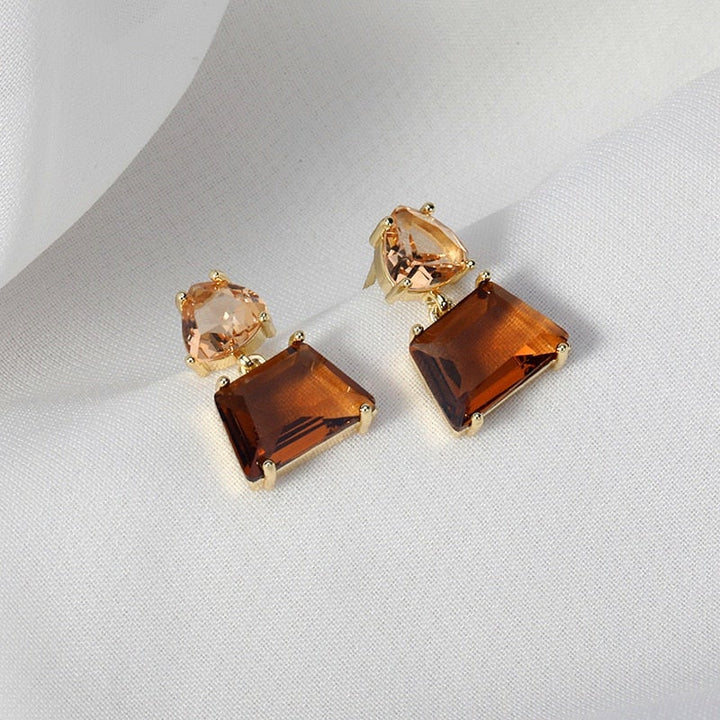 Elegant Desert Crystal Earrings in Golden Hue Jula Jewelry