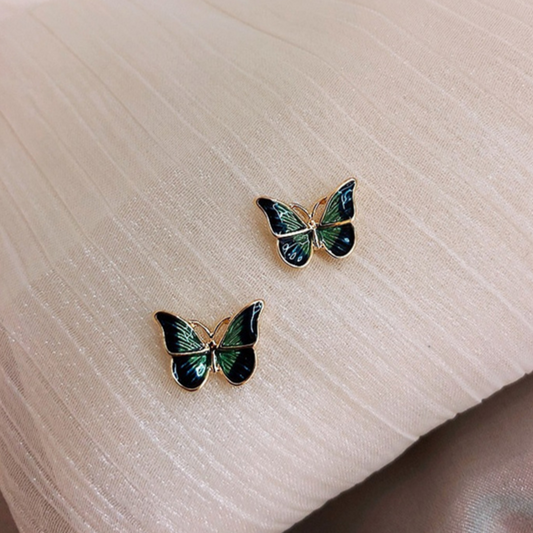 Hand-painted butterfly earrings in golden hue Jula Jewelry