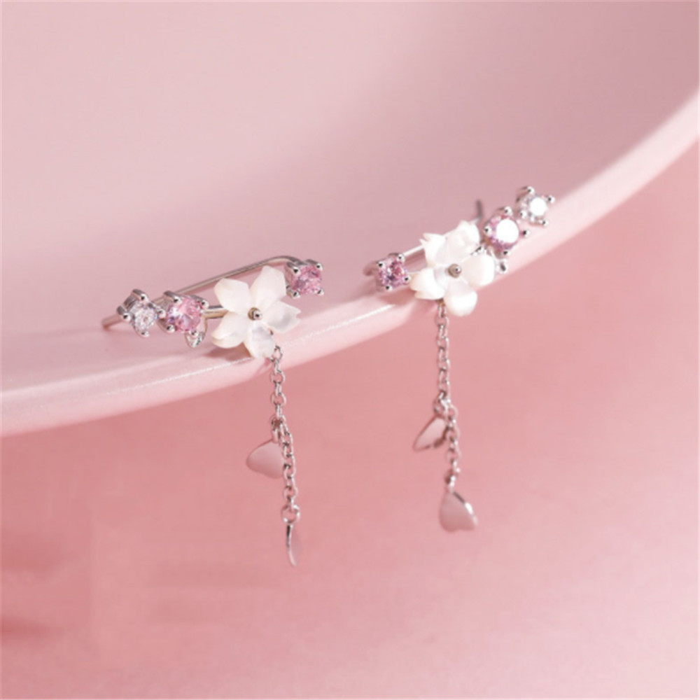 Floral earrings with rose stones in silver. Jula Jewelry