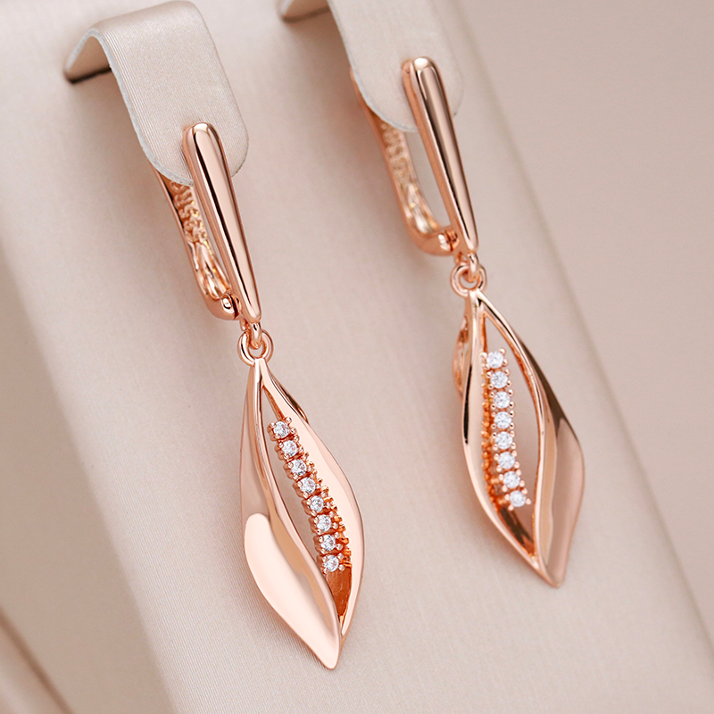 Elegant Lace Earrings with Zirconia in Rose Gold Finish Jula Jewelry