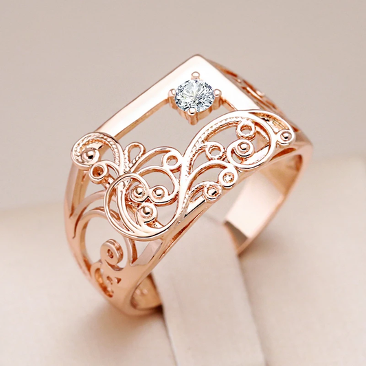 Gold Ring with Inlaid Zirconia Jula Jewelry