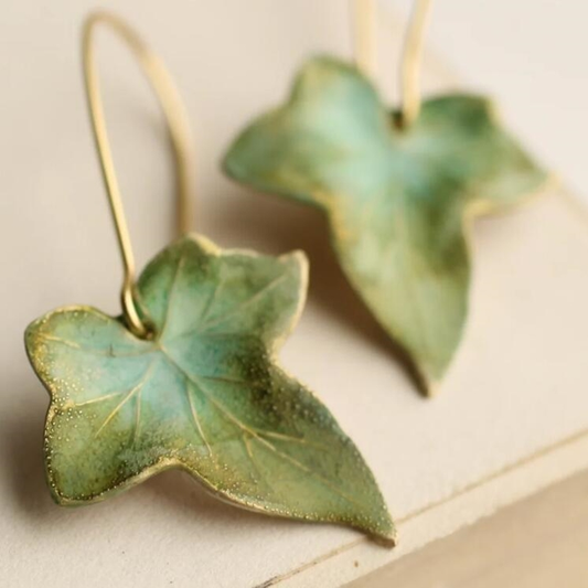 Vintage Green Leaf Ear Accessories Jula Jewelry