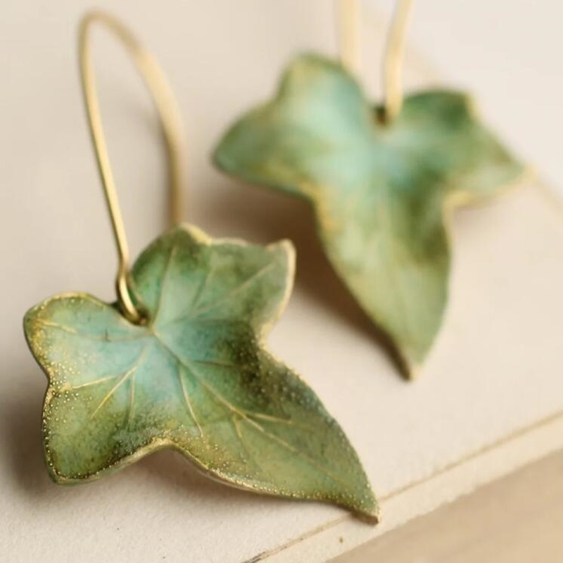 Vintage Green Leaf Ear Accessories Jula Jewelry