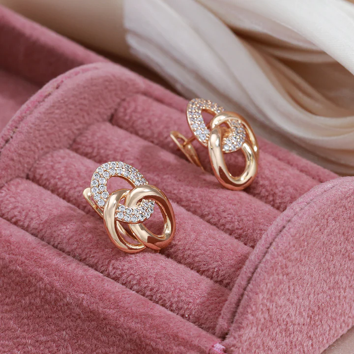 Elegant gold earrings with cubic zirconia Jula Jewelry