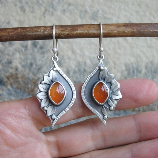 Orange Boho earrings adorned with crystals Jula Jewelry