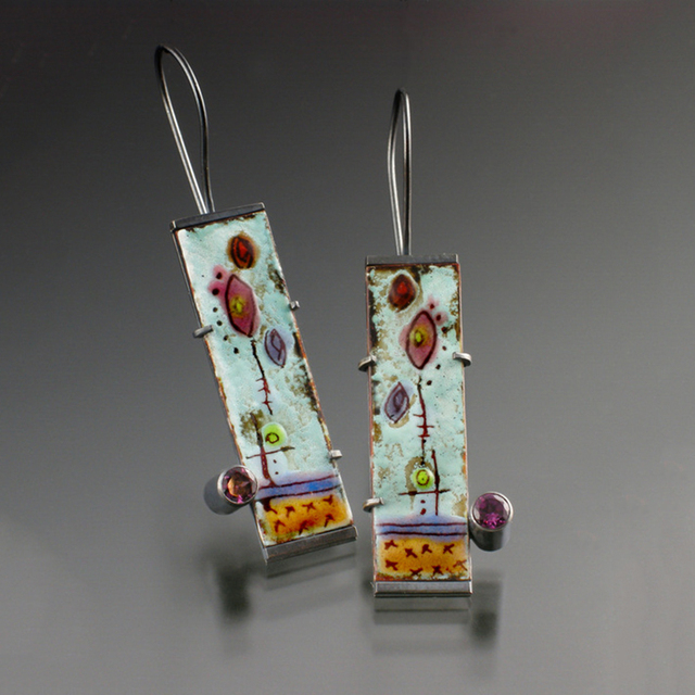 Vintage earrings with antique enamel finish Jula Jewelry