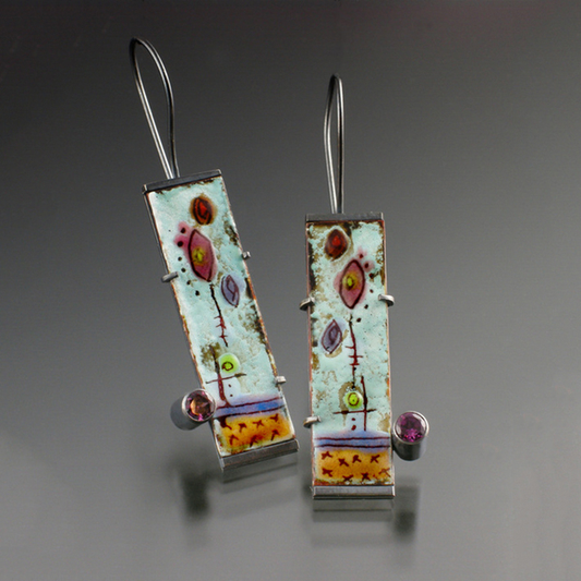 Vintage earrings with antique enamel finish Jula Jewelry