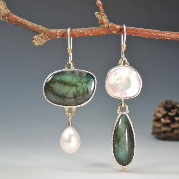 Vintage Natural Stone Earrings in Sterling Silver Jula Jewelry