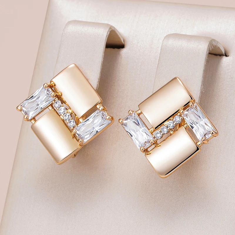 Geometric Chic Earrings with Zirconia in Gold Jula Jewelry