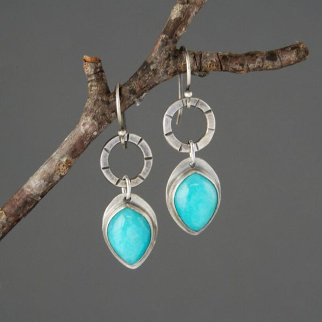 Vintage silver earrings with blue stone Jula Jewelry