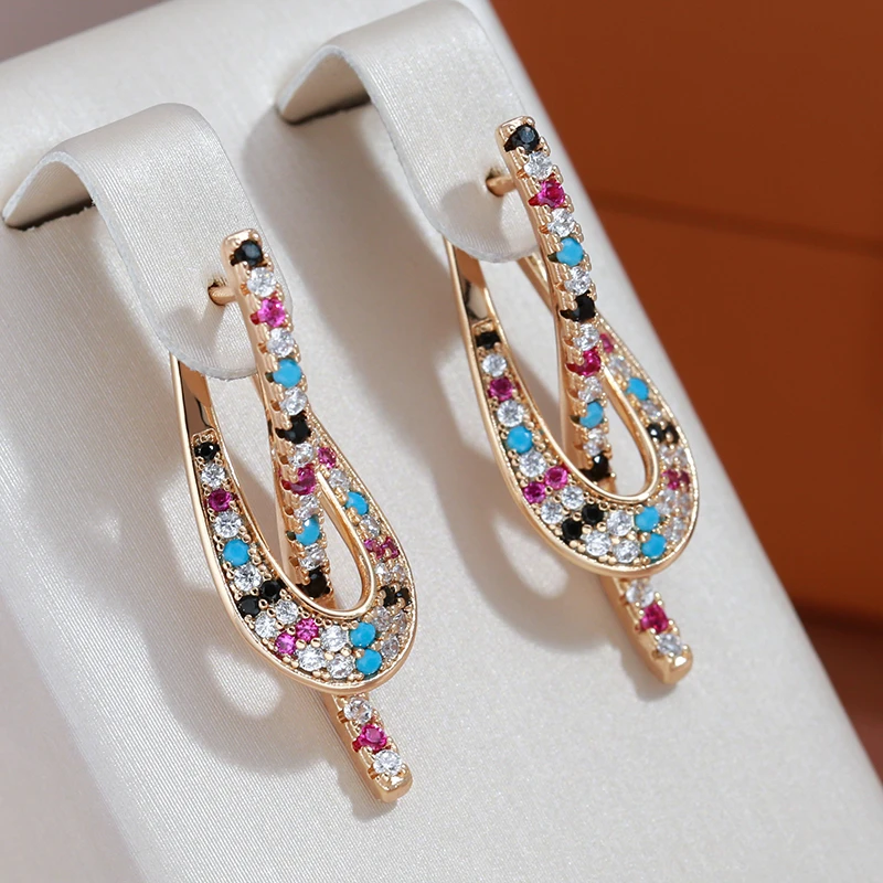 Elegant Multicolored Zirconia Earrings in Golden Jula Jewelry