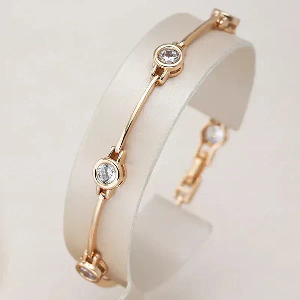 1+1 Offer: Elegant Gold and Crystal Earrings + Stylish Bracelet with Zirconias in Gold Jula Jewelry