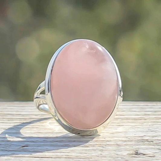 Vintage Rose Quartz Band in Sterling Silver Jula Jewelry