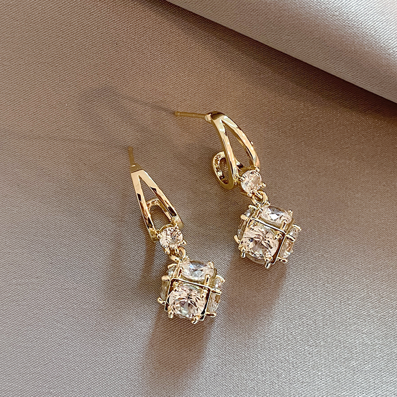 Elegant Gold Earrings with Cubic Zirconia Jula Jewelry