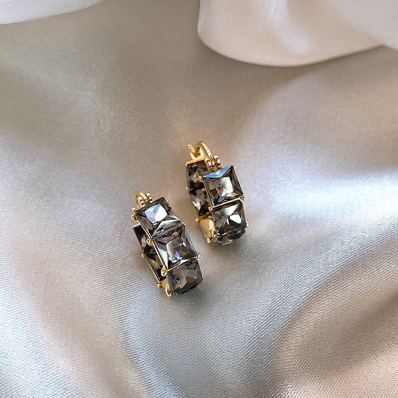 Gold Earrings with Black Zirconia Jula Jewelry