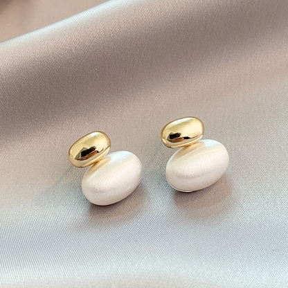 Gold Oval Pearl Earrings Jula Jewelry