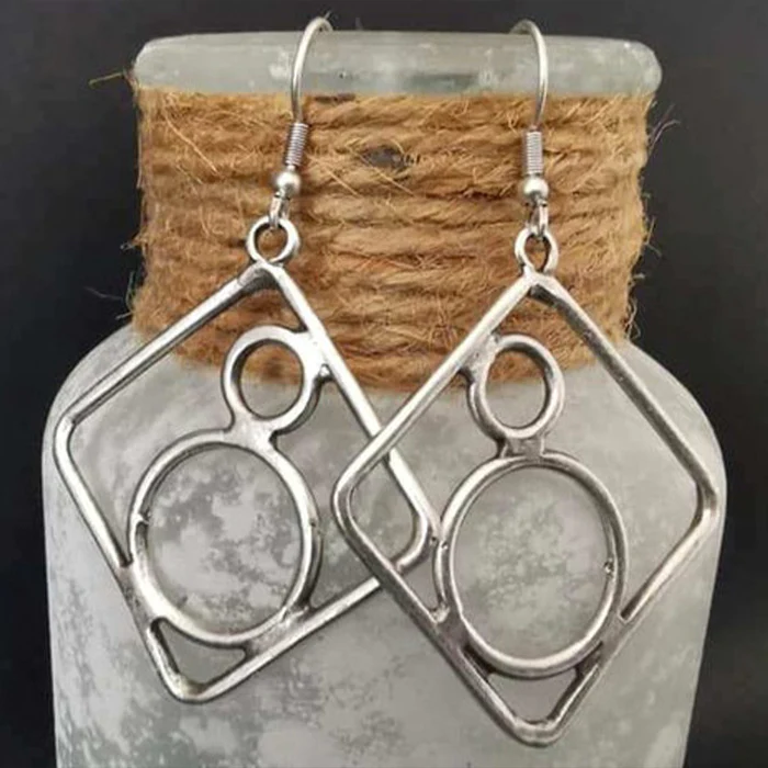 Vintage Hollow Silver Hoops Earrings Jula Jewelry