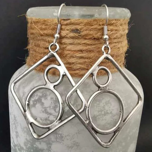 Vintage Hollow Silver Hoops Earrings Jula Jewelry