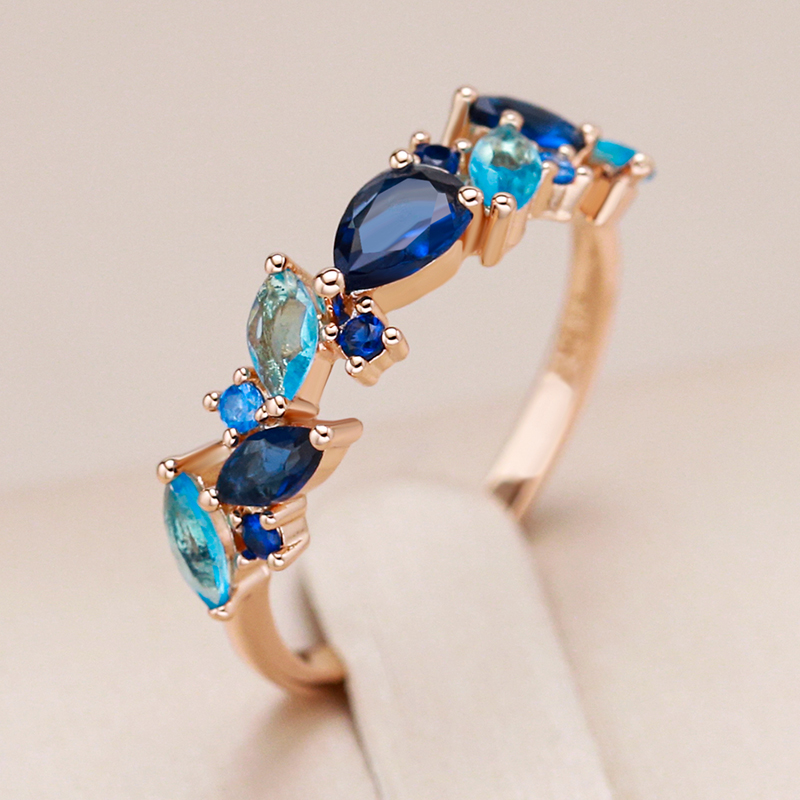 Elegant Gold-Plated Ring with Blue Crystals Jula Jewelry