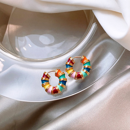 Elegant earrings adorned with multicolored enamel. Jula Jewelry