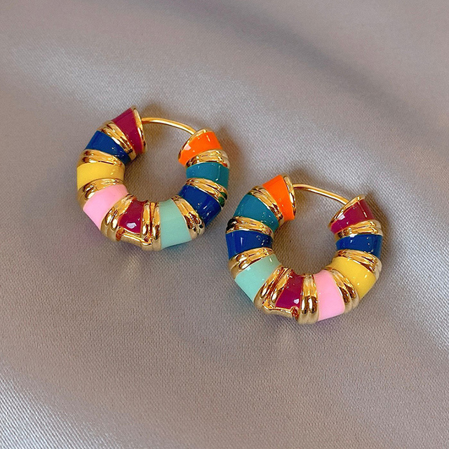 Elegant earrings adorned with multicolored enamel. Jula Jewelry