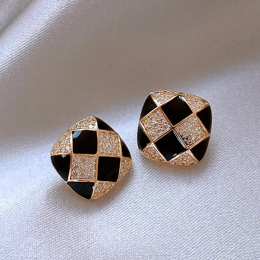Elegant shiny earrings crafted from black enamel. Jula Jewelry