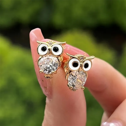 Vintage Crystal Owl Earrings Jula Jewelry