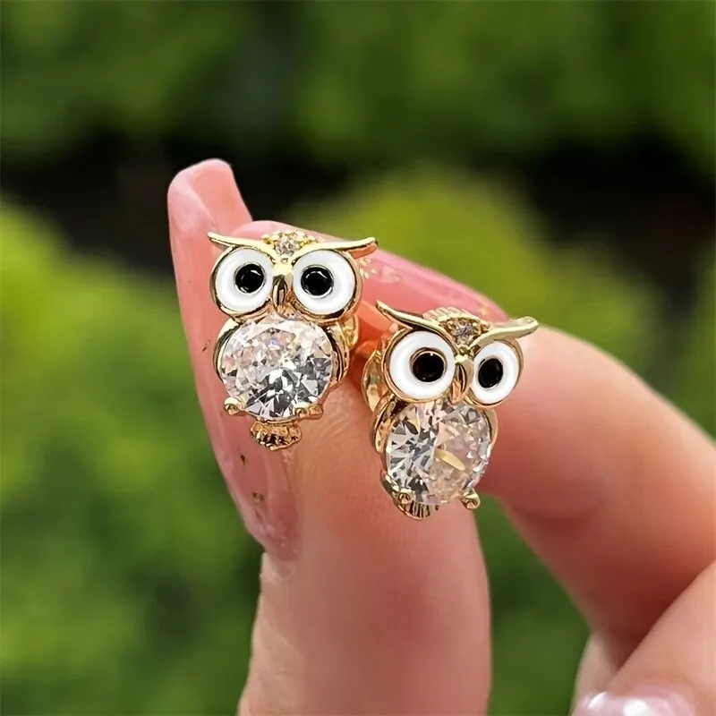 Vintage Crystal Owl Earrings Jula Jewelry