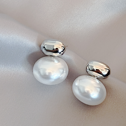 Gold Oval Pearl Earrings Jula Jewelry