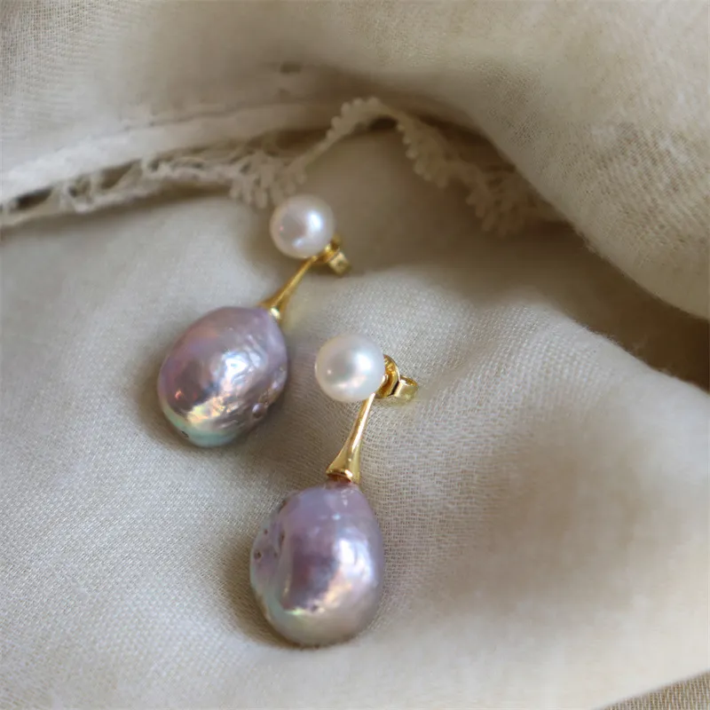 Elegant Lavender Pearl Earrings Jula Jewelry
