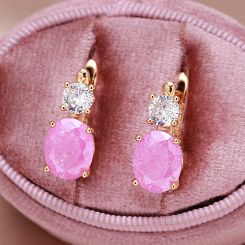 Elegant earrings with rose zirconia in gold Jula Jewelry