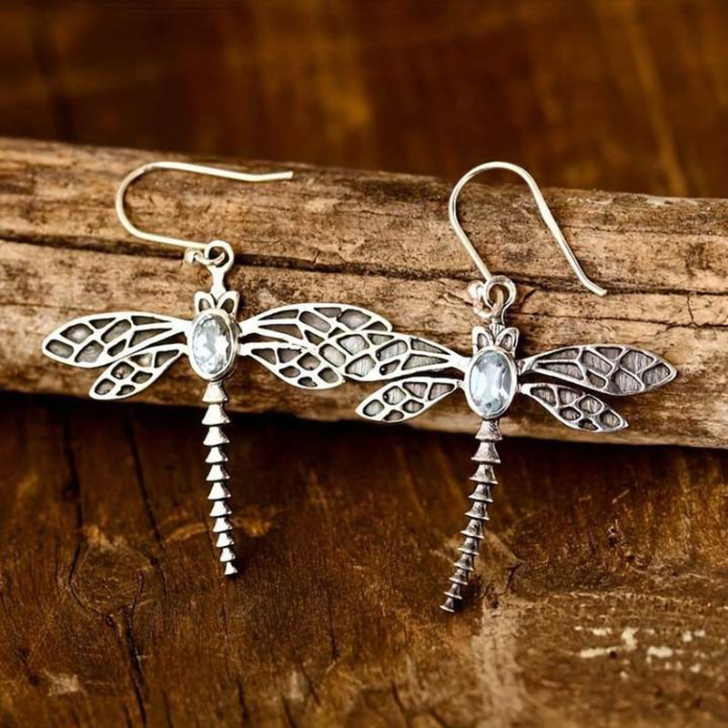 Vintage dragonfly earrings with zirconia stones Jula Jewelry