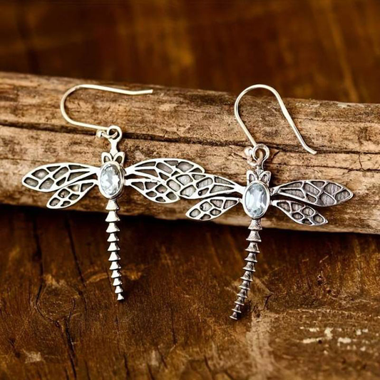 Vintage dragonfly earrings with zirconia stones Jula Jewelry