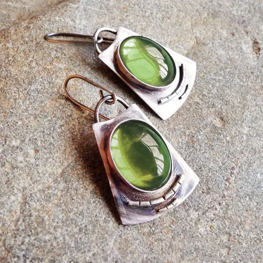 Green Vintage Silver Ear Studs Jula Jewelry